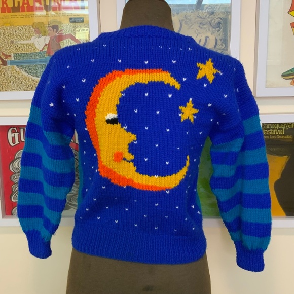 Vintage Hand-Knit Sun & Moon Graphic Sweater - Picture 3 of 9